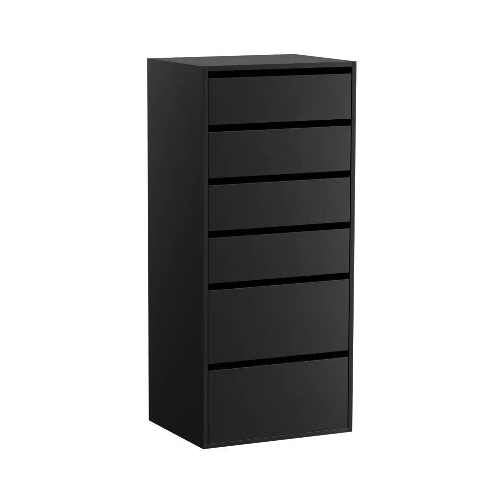 Artiss 6 Chest of Drawers Dresser Tallboy Black - Mekamart Australia