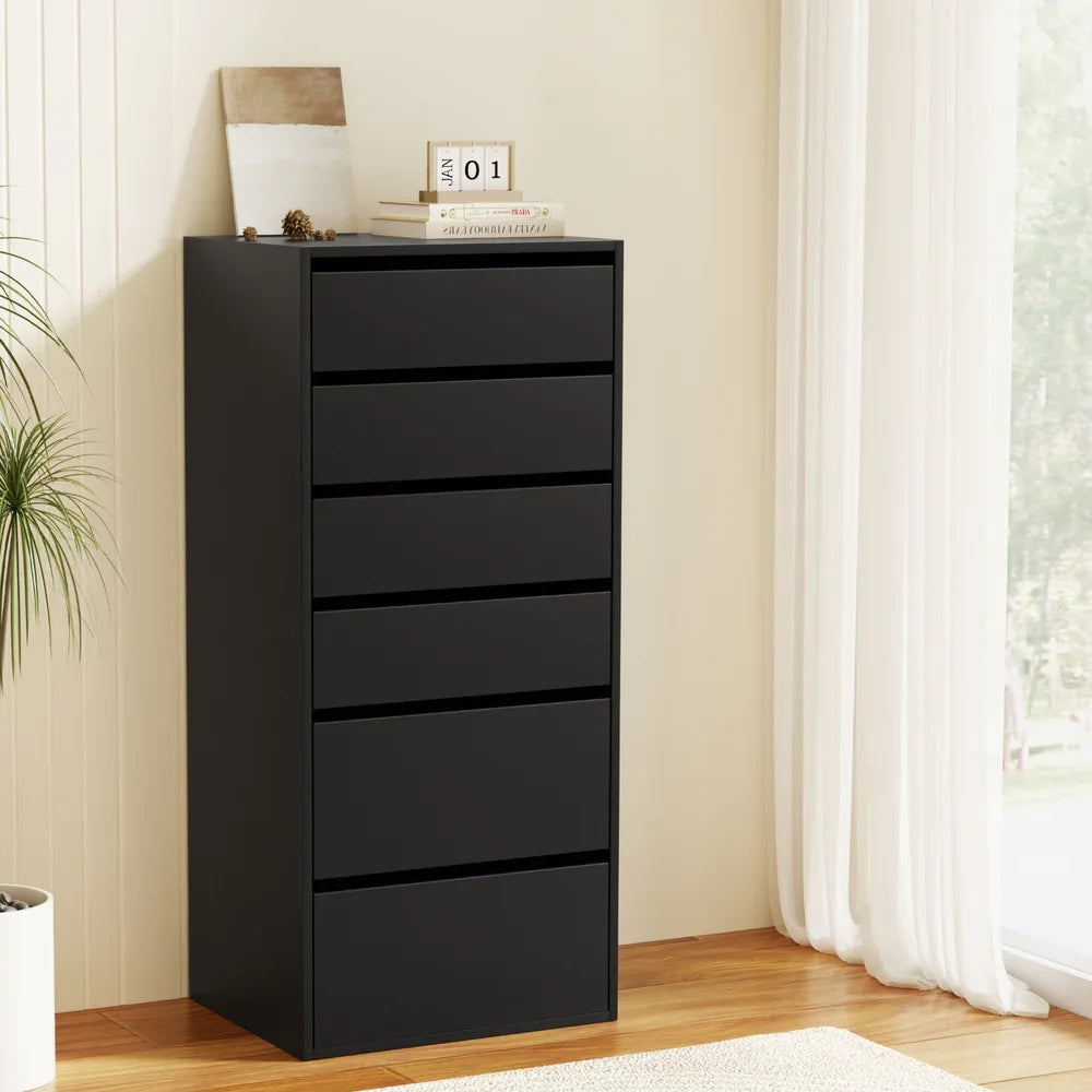 Artiss 6 Chest of Drawers Dresser Tallboy Black - Mekamart Australia