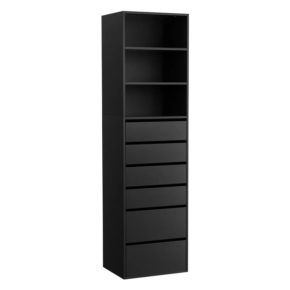 Artiss 6 Chest of Drawers Tallboy Cabinet Black - Mekamart Australia