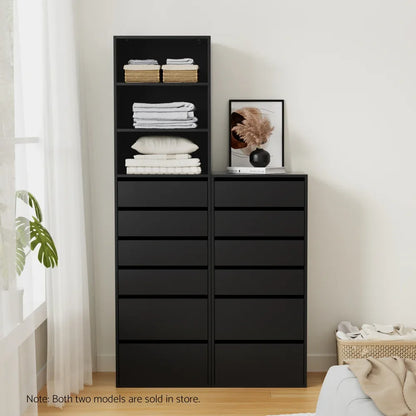 Artiss 6 Chest of Drawers Tallboy Cabinet Black - Mekamart Australia