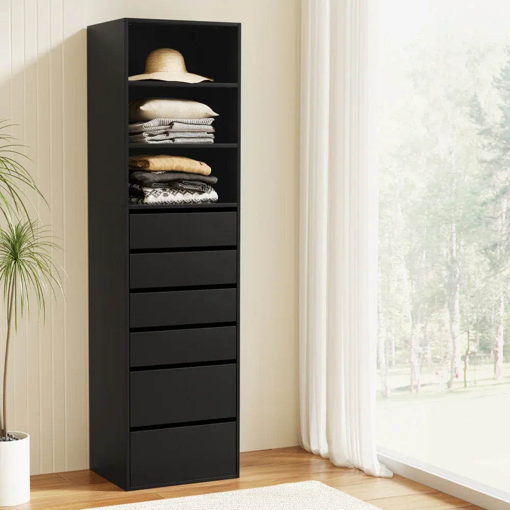 Artiss 6 Chest of Drawers Tallboy Cabinet Black - Mekamart Australia
