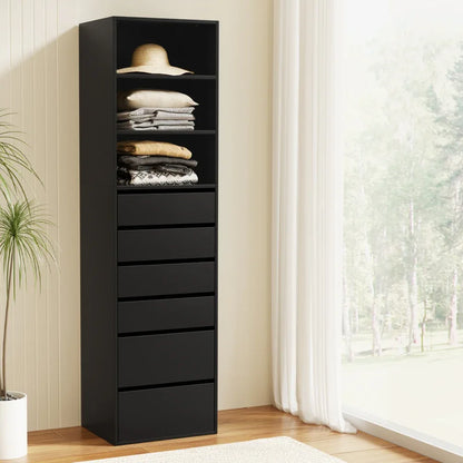 Artiss 6 Chest of Drawers Tallboy Cabinet Black - Mekamart Australia