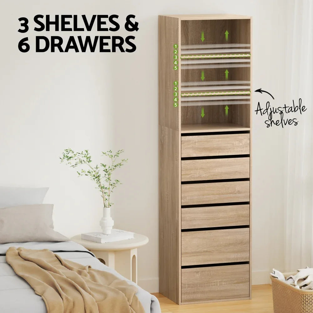 Artiss 6 Chest of Drawers Tallboy Cabinet Pine - Mekamart Australia