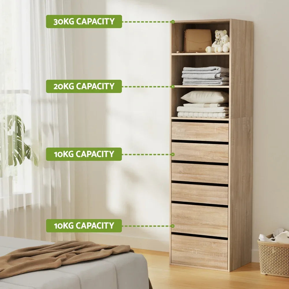 Artiss 6 Chest of Drawers Tallboy Cabinet Pine - Mekamart Australia