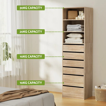 Artiss 6 Chest of Drawers Tallboy Cabinet Pine - Mekamart Australia