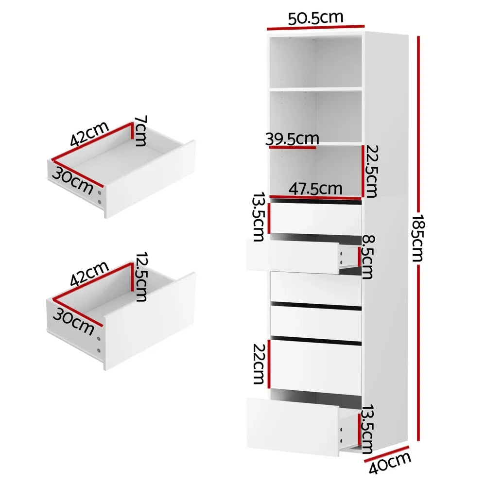 Artiss 6 Chest of Drawers Tallboy Cabinet White - Mekamart Australia