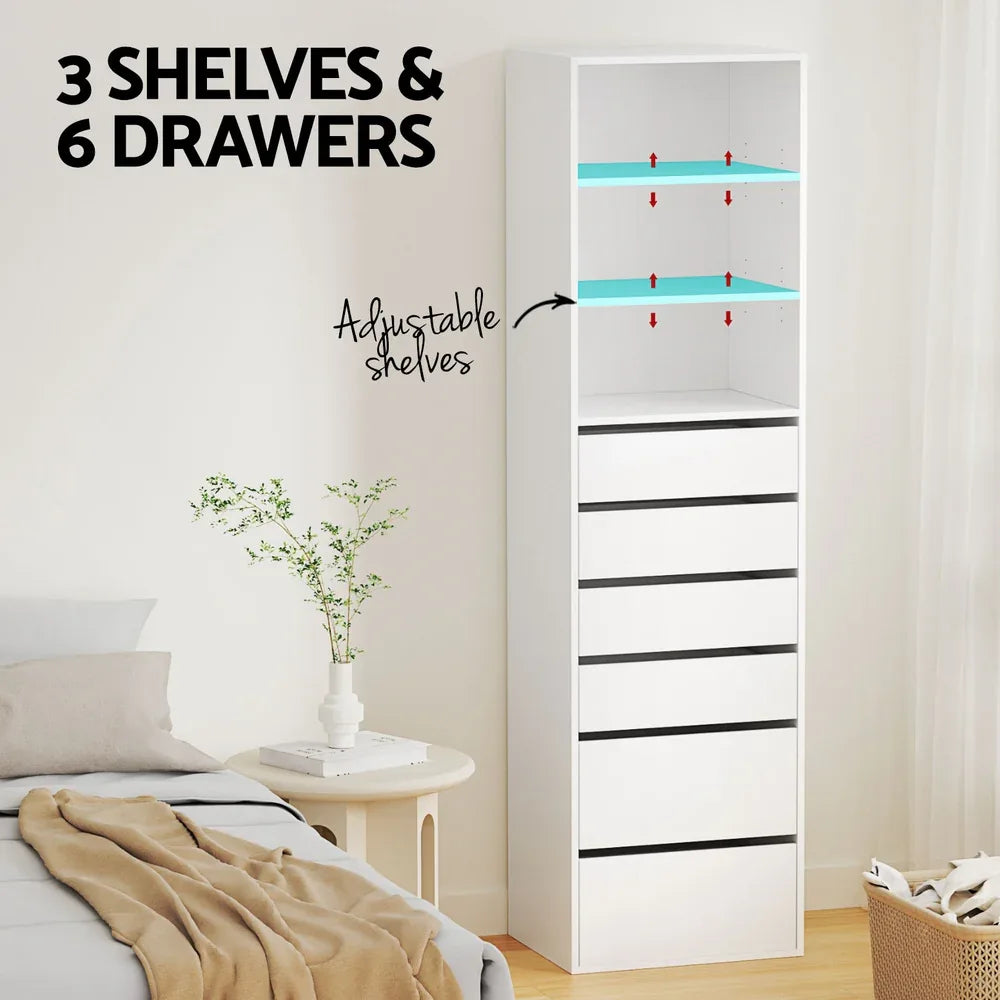 Artiss 6 Chest of Drawers Tallboy Cabinet White - Mekamart Australia