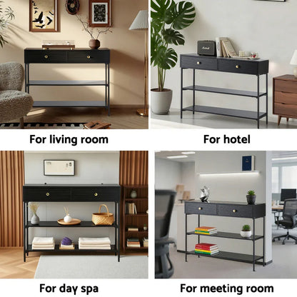 Artiss Console Table 3-Tier Black