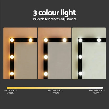 Artiss Dressing Table Vanity Desk Set Stool 12 Led Bulbs Black - Mekamart Australia