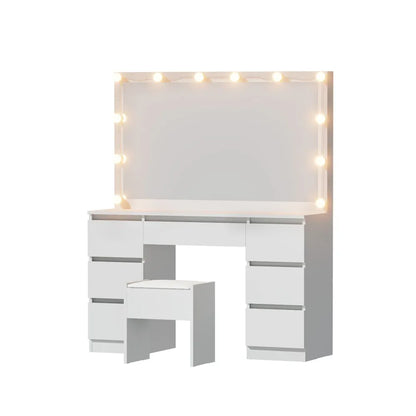Artiss Dressing Table Vanity Desk Set Stool 12 Led Bulbs White - Mekamart Australia