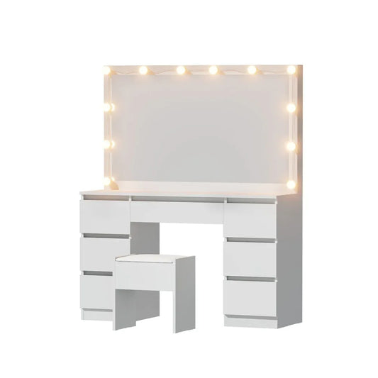 Artiss Dressing Table Vanity Desk Set Stool 12 Led Bulbs White - Mekamart Australia