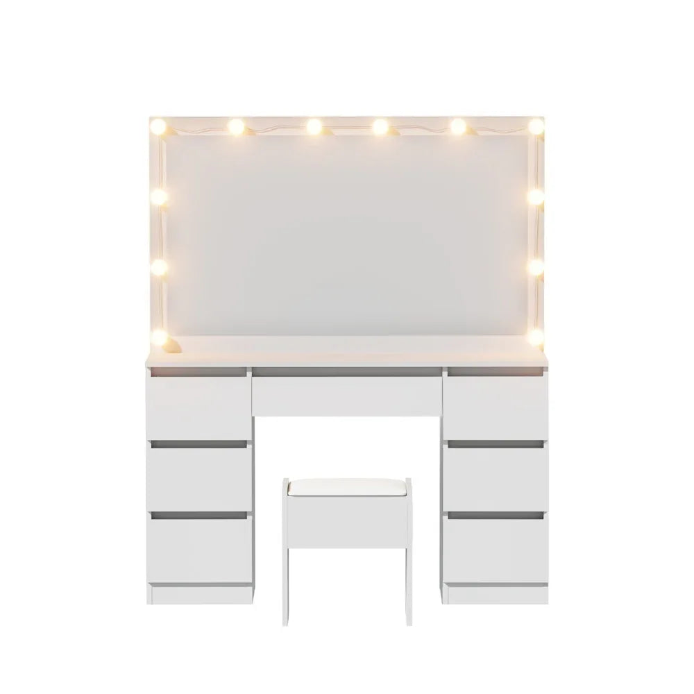 Artiss Dressing Table Vanity Desk Set Stool 12 Led Bulbs White - Mekamart Australia