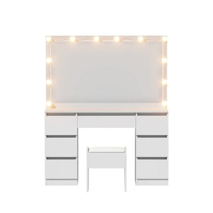 Artiss Dressing Table Vanity Desk Set Stool 12 Led Bulbs White - Mekamart Australia