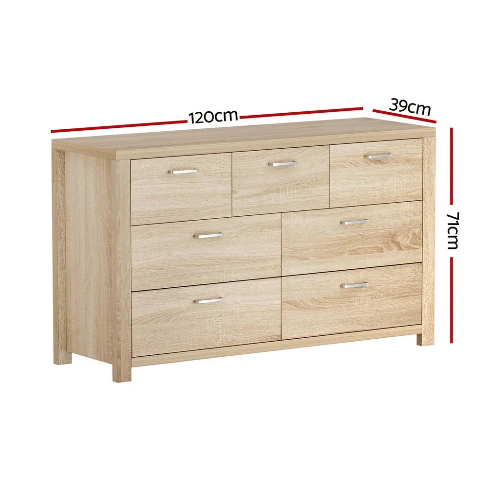 Artiss 7 Chest of Drawers - MAXI Pine - Mekamart Australia