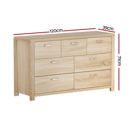 Artiss 7 Chest of Drawers - MAXI Pine - Mekamart Australia