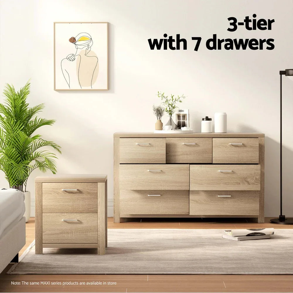 Artiss 7 Chest of Drawers - MAXI Pine - Mekamart Australia
