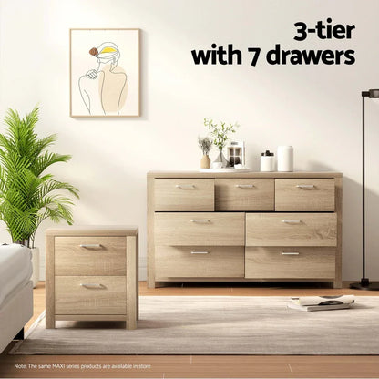 Artiss 7 Chest of Drawers - MAXI Pine - Mekamart Australia