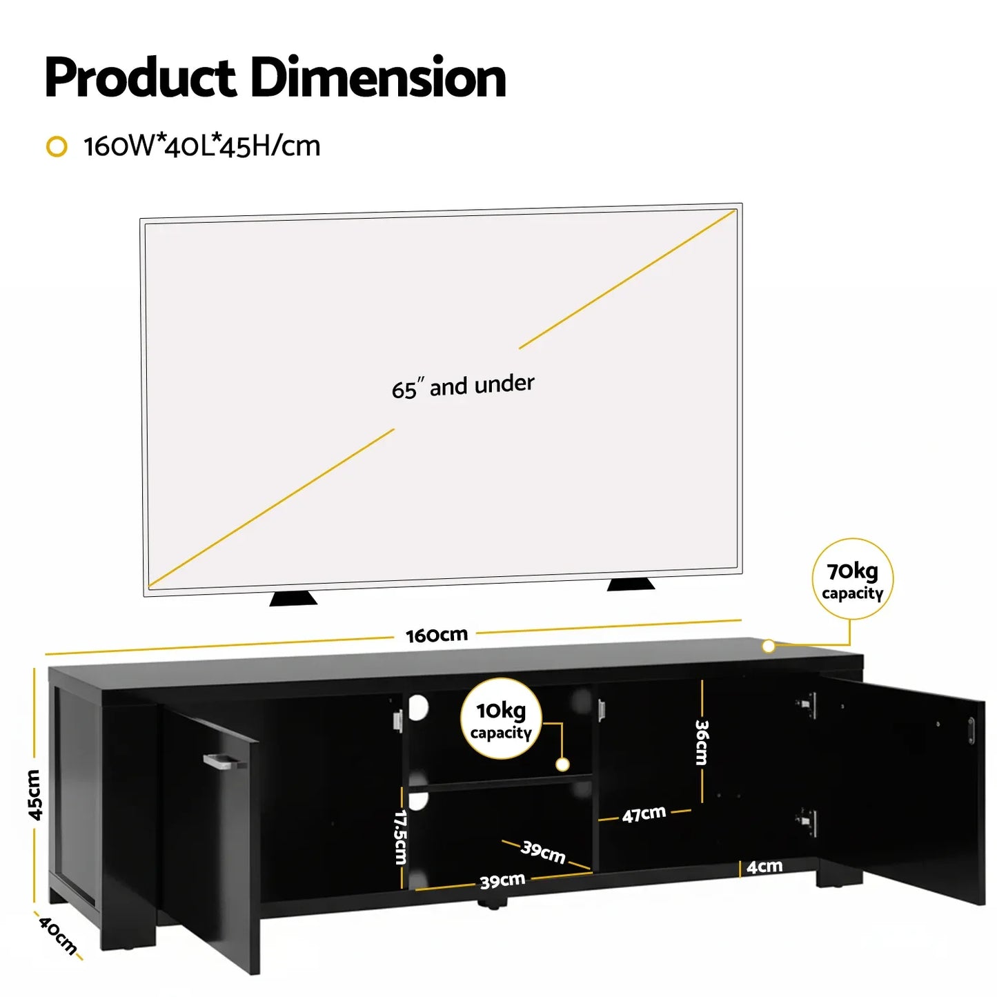 Artiss TV Cabinet Entertainment Unit 160cm Black Maxi