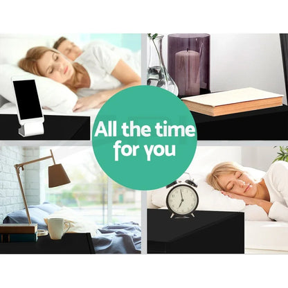 Artiss 2X Bedside Table 2 Drawers Lift-up Storage Black - Mekamart Australia