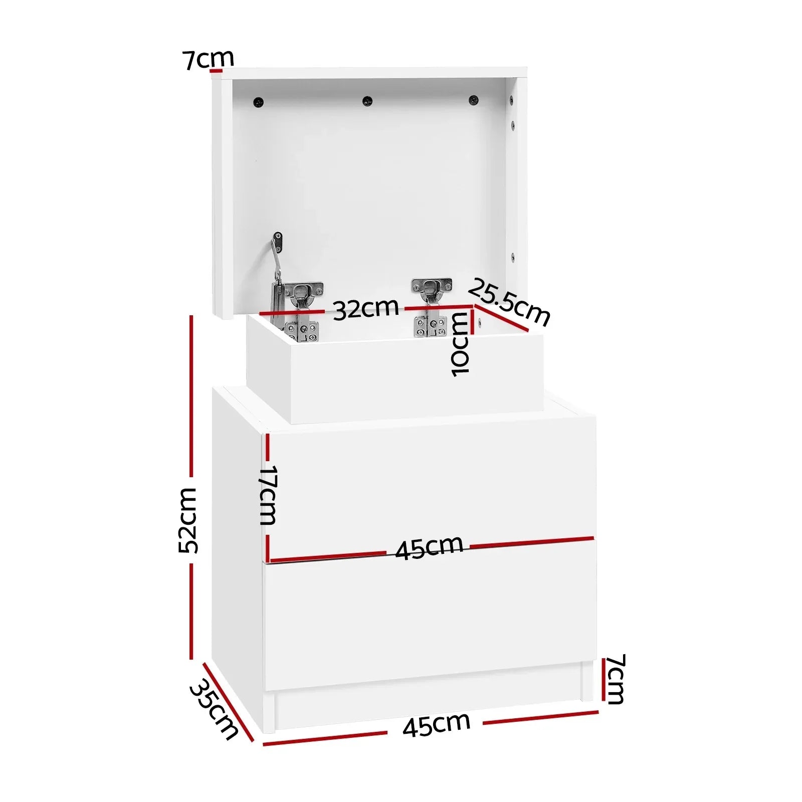 Artiss 2X Bedside Table 2 Drawers Lift-up Storage White - Mekamart Australia