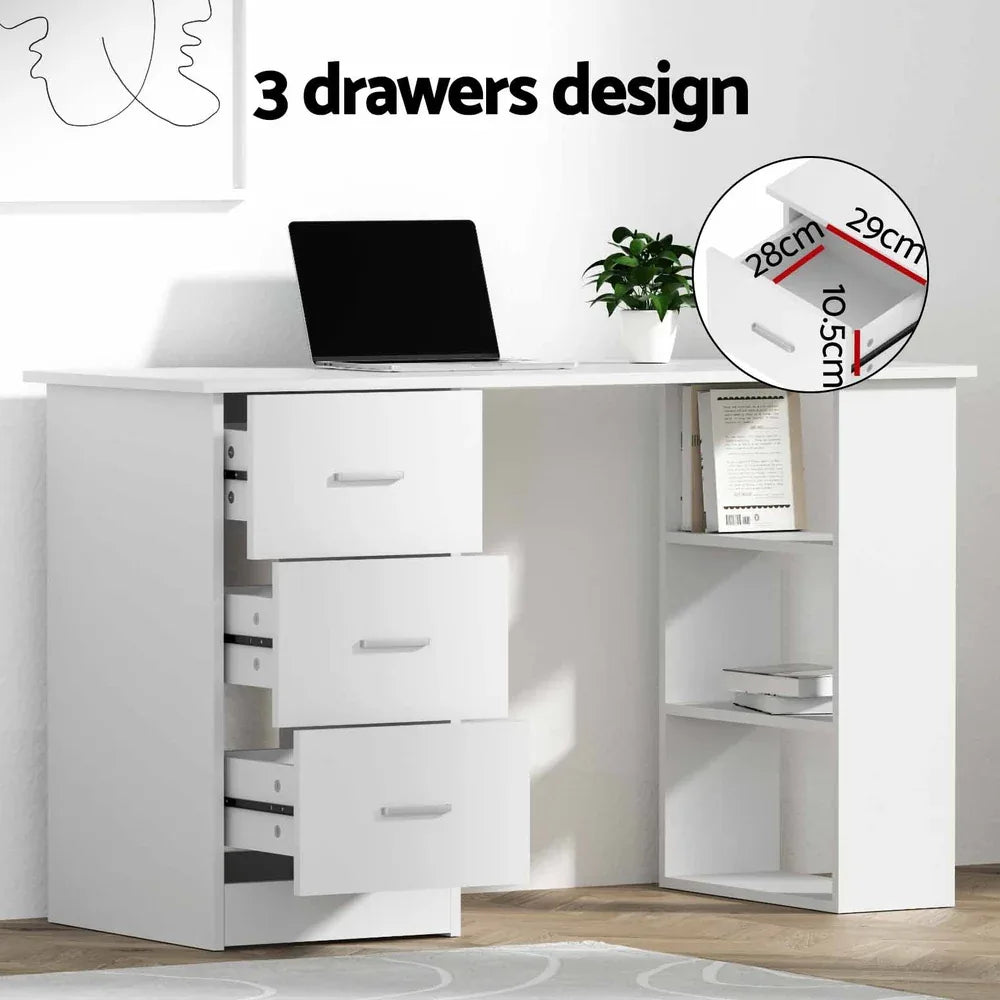 Artiss Computer Desk Drawer Shelf Cabinet White 120CM