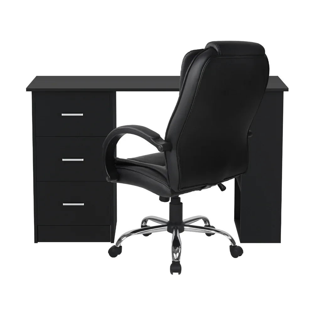 Artiss Computer Desk 120cm Executive Office Chair Set PU Leather High Back Black - Mekamart Australia