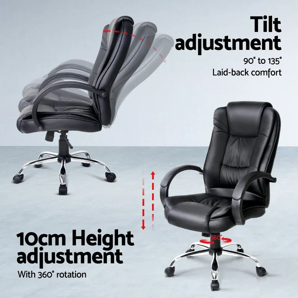 Artiss Computer Desk 120cm Executive Office Chair Set PU Leather High Back Black - Mekamart Australia