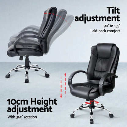 Artiss Computer Desk 120cm Executive Office Chair Set PU Leather High Back Black - Mekamart Australia