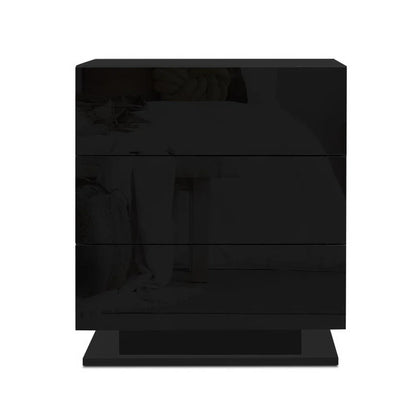 Artiss 2x Bedside Table LED 3 Drawers - MORI Black - Mekamart Australia