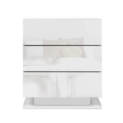 Artiss 2x Bedside Table LED 3 Drawers - MORI White - Mekamart Australia