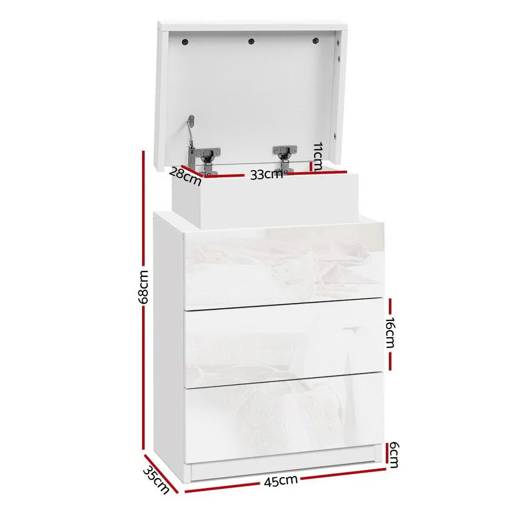 Artiss 2X Bedside Table LED 3 Drawers - COLEY White - Mekamart Australia