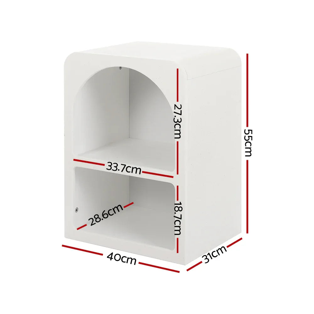 Artiss Bedside Table Shelves Side End Table Storage Nightstand White ARCHED - Mekamart Australia
