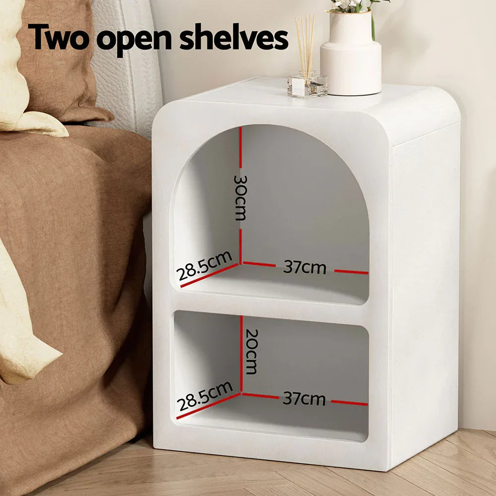 Artiss Bedside Table Shelves Side End Table Storage Nightstand White ARCHED - Mekamart Australia