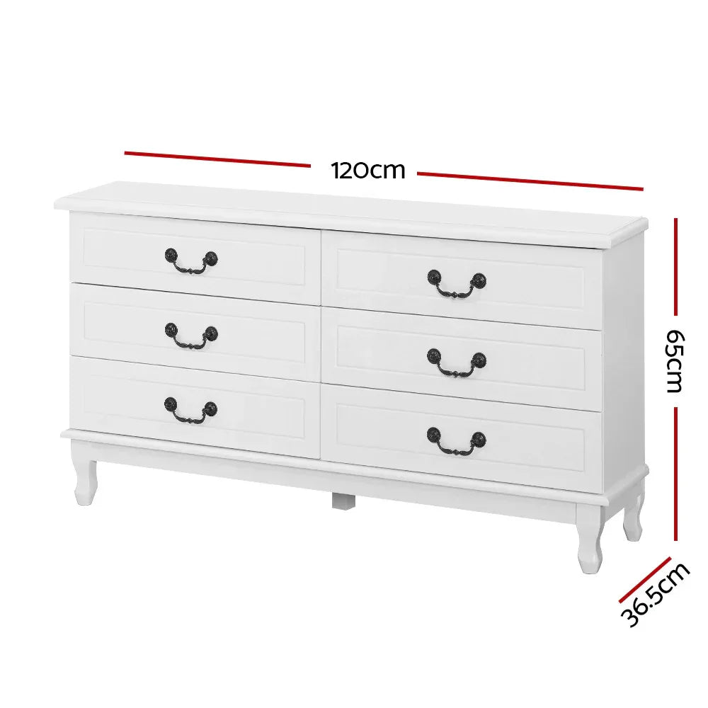 Artiss 6 Chest of Drawers - KUBI White