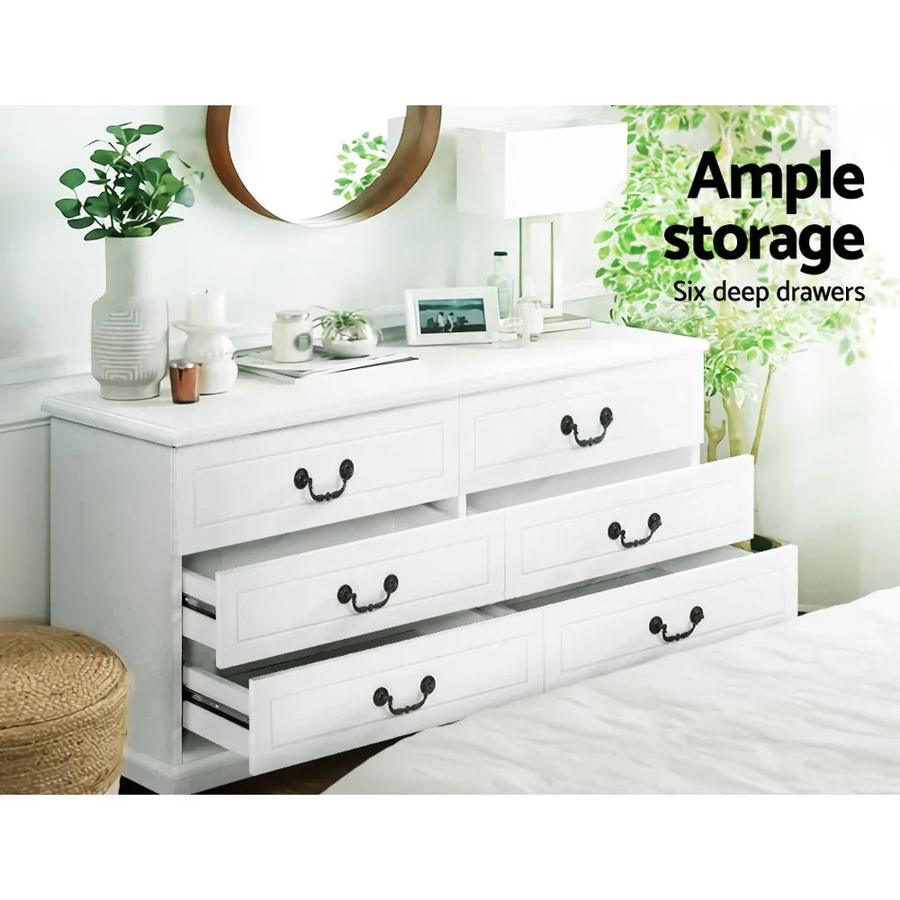 Artiss 6 Chest of Drawers - KUBI White