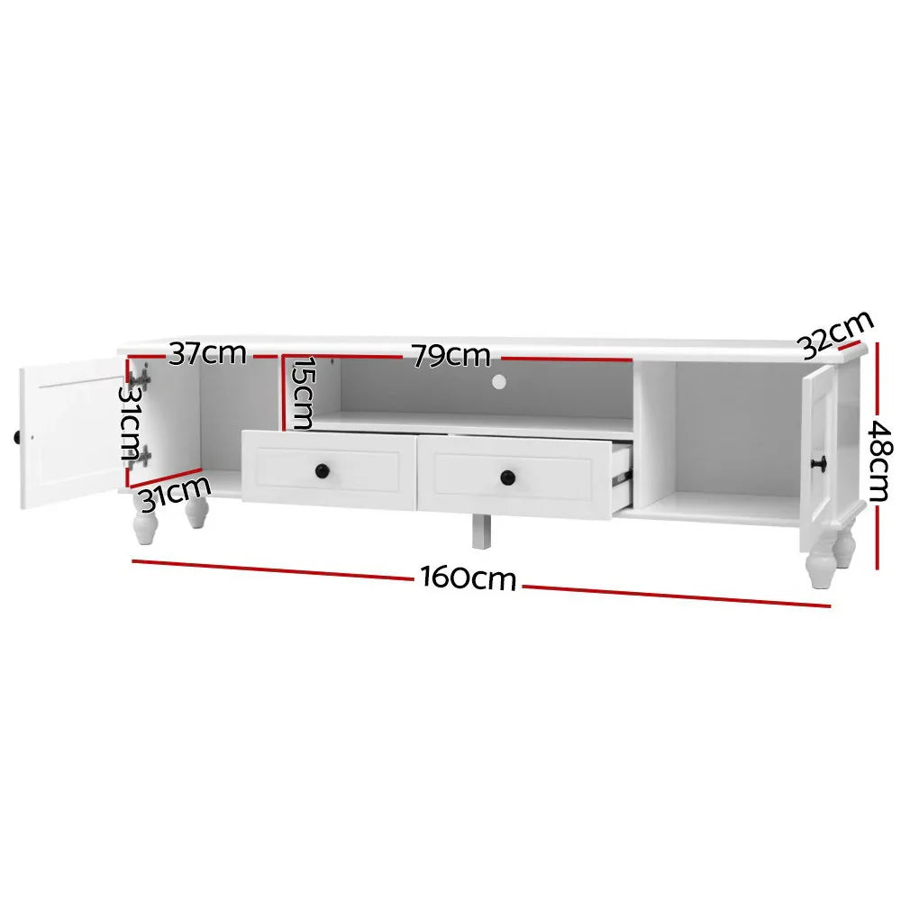 Artiss TV Cabinet Entertainment Unit 160cm White Kubi - Mekamart Australia