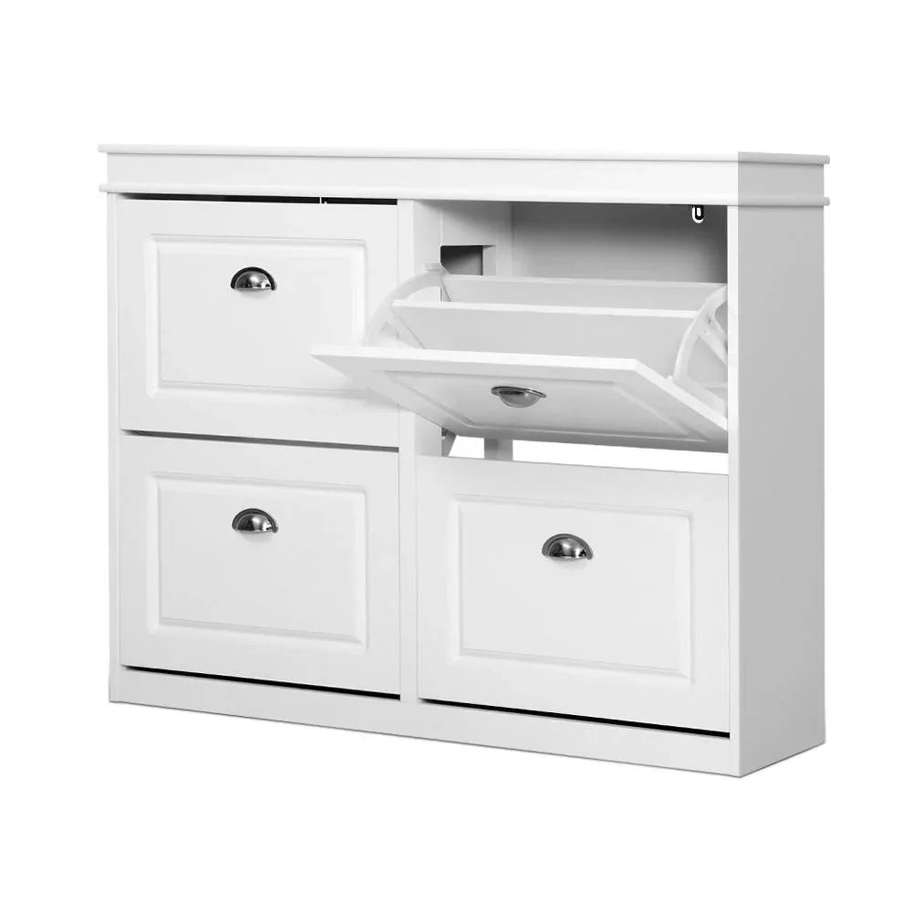 Artiss Shoe Rack Cabinet 16 Pairs 4-tier White Paul