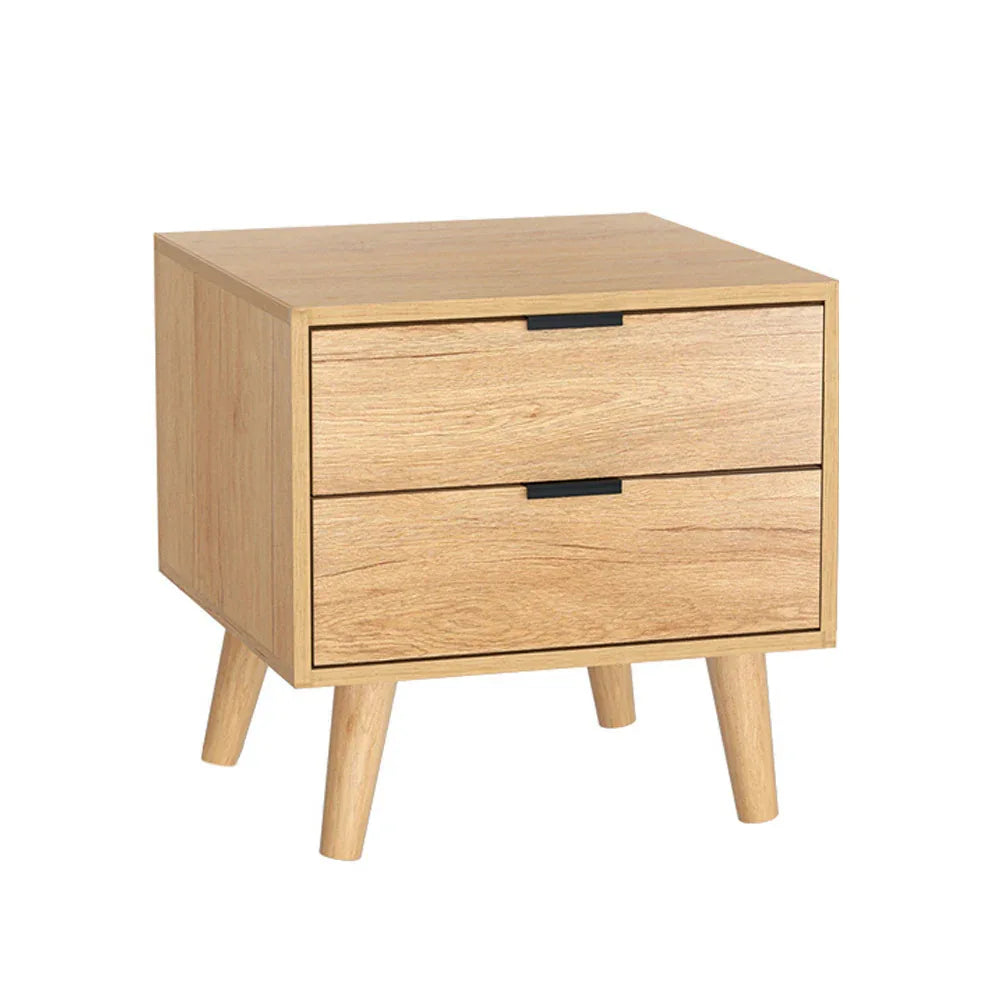 Artiss Bedside Table 2 Drawers - Pine - Mekamart Australia