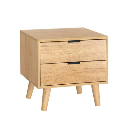 Artiss Bedside Table 2 Drawers - Pine - Mekamart Australia