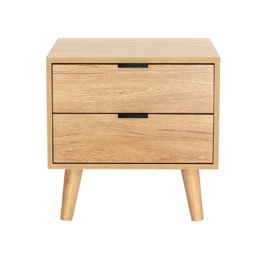 Artiss Bedside Table 2 Drawers - Pine - Mekamart Australia