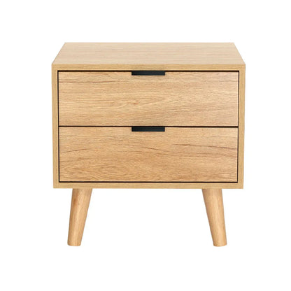 Artiss Bedside Table 2 Drawers - Pine - Mekamart Australia