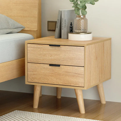 Artiss Bedside Table 2 Drawers - Pine - Mekamart Australia