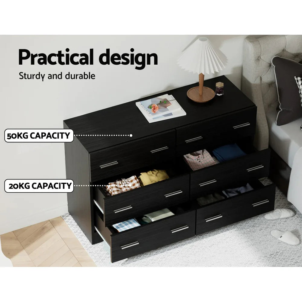 Artiss 6 Chest of Drawers - VEDA Black - Mekamart Australia