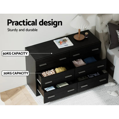 Artiss 6 Chest of Drawers - VEDA Black - Mekamart Australia