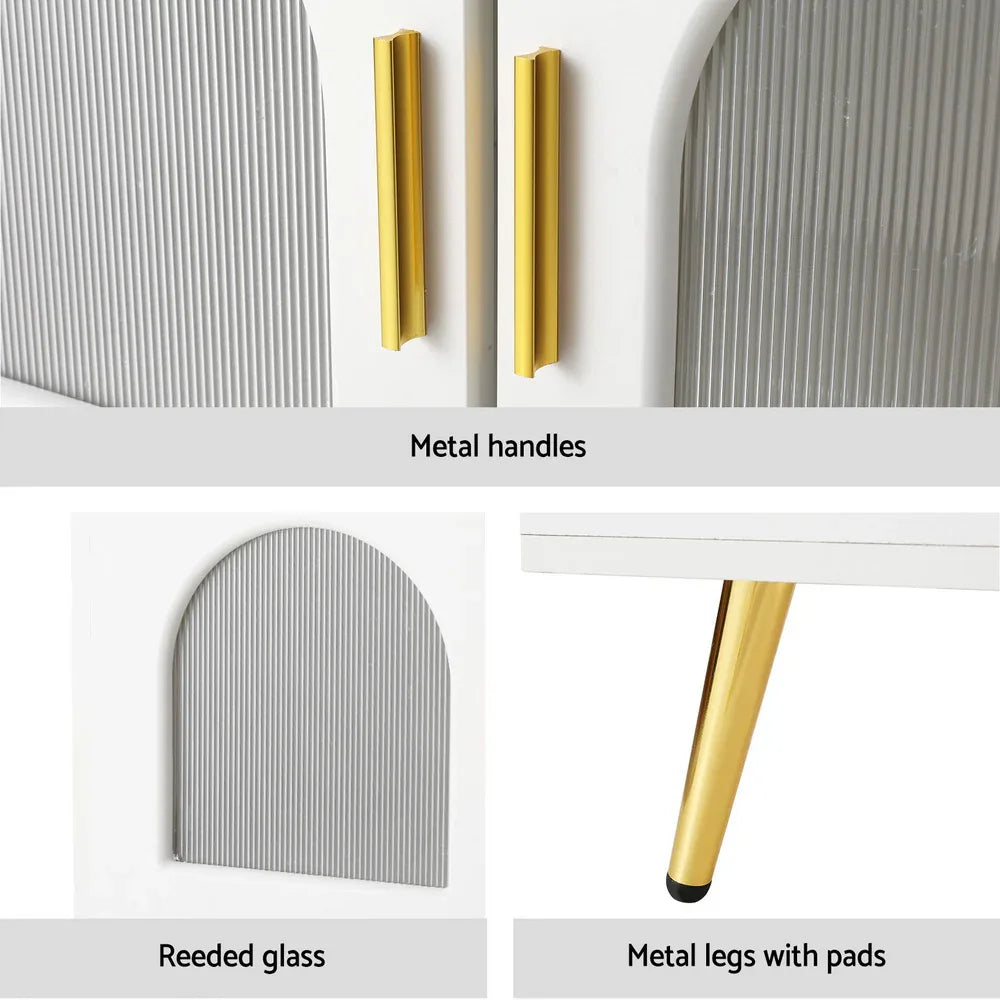 Artiss LED Coffee Table Shelf Drawer Storage White - Mekamart Australia