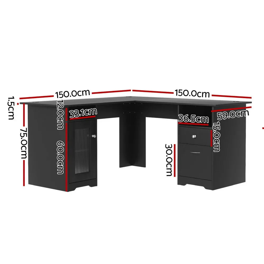 Artiss Computer Desk Home Office Study Desks L-shaped Corner Table with Storage - Mekamart Australia