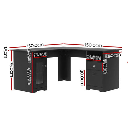 Artiss Computer Desk Home Office Study Desks L-shaped Corner Table with Storage - Mekamart Australia