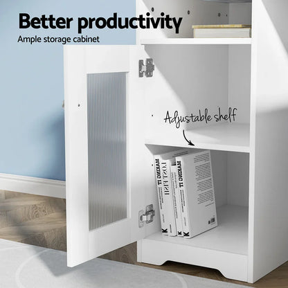 Artiss Computer Desk Shelf Cabinet L-Shape White 150CM - Mekamart Australia