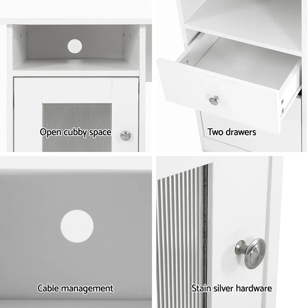 Artiss Computer Desk Shelf Cabinet L-Shape White 150CM - Mekamart Australia