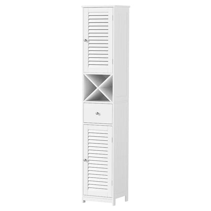 Artiss Bathroom Storage Cabinet 170cm Tall Slim Organiser Toilet Corner Adjustable Shelf Louver Door White - Mekamart Australia